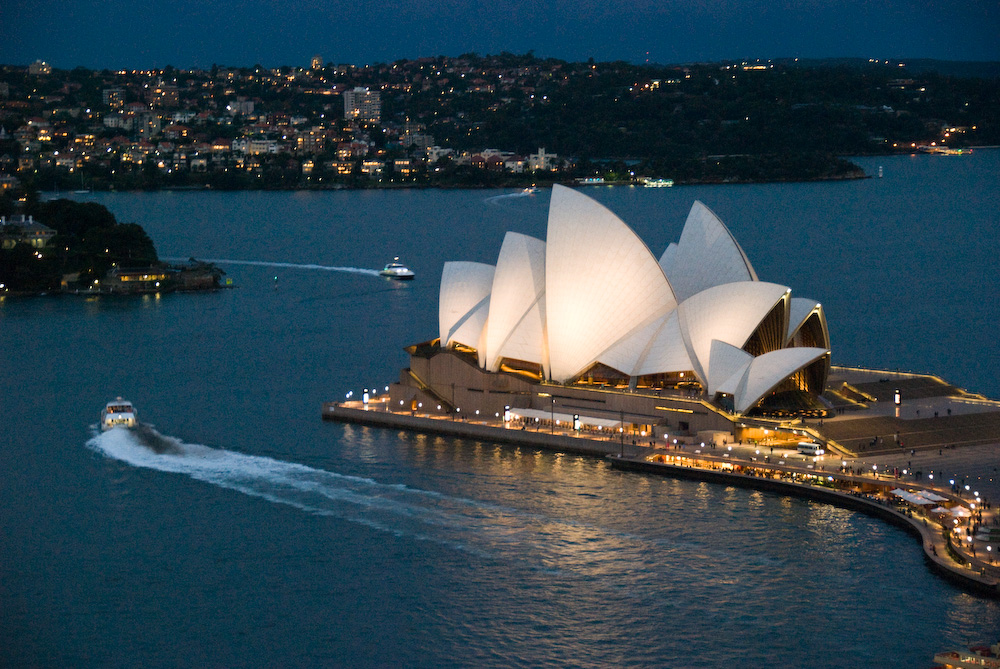 Sydney Opera House at dusk by Jørn Utzon